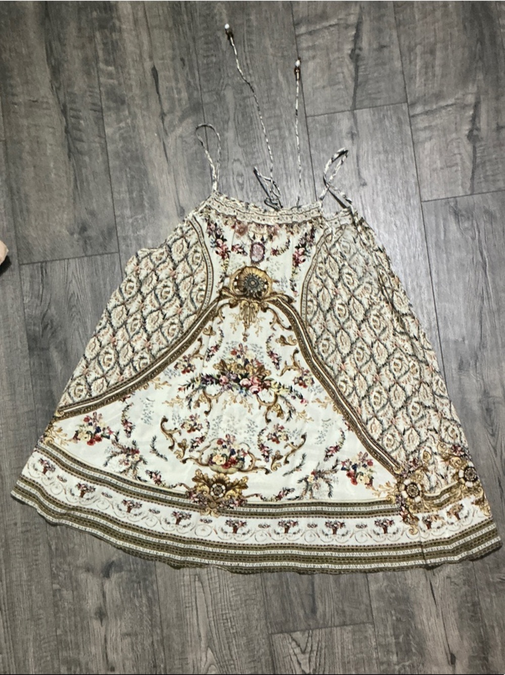 Camilla Cream and Olive Paisley Print Silk Camisole - Picture 2 of 3